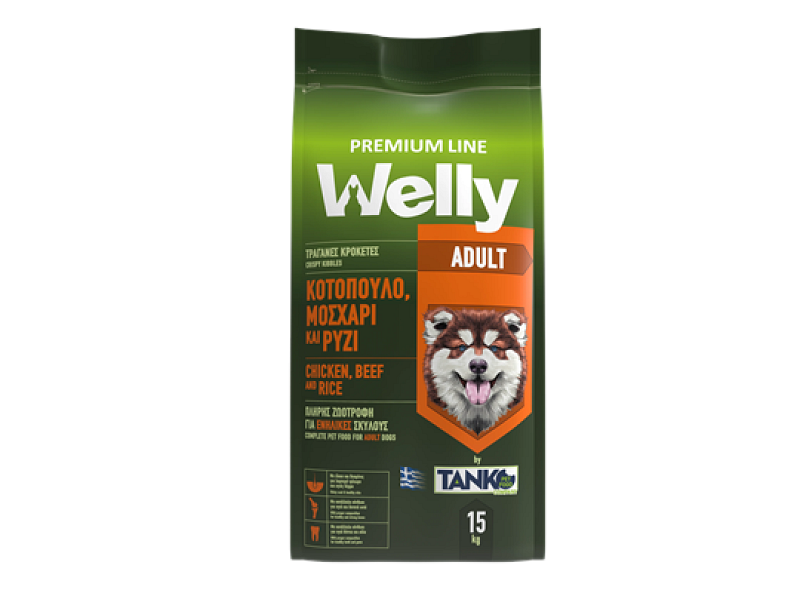 Welly Premium Line Adult με κοτόπουλο, μοσχάρι και ρύζι 